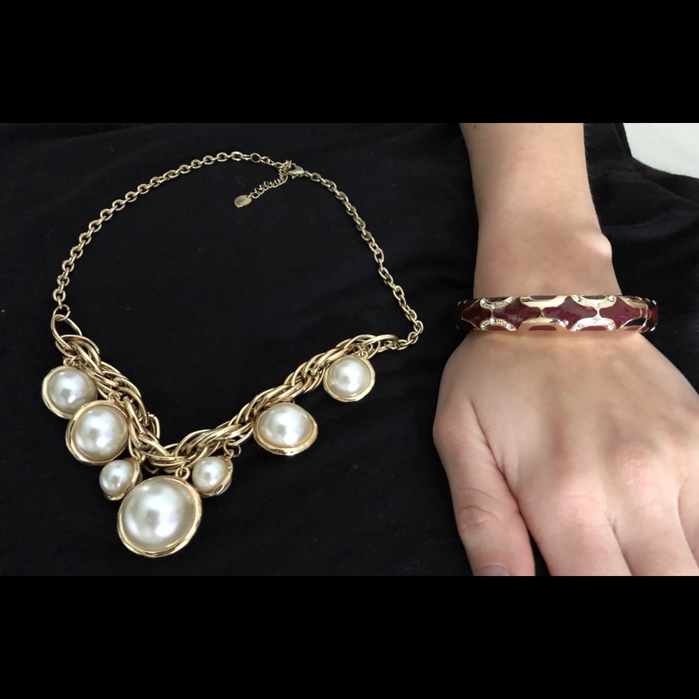 Marlyn Schiff bracelet and pearl necklace